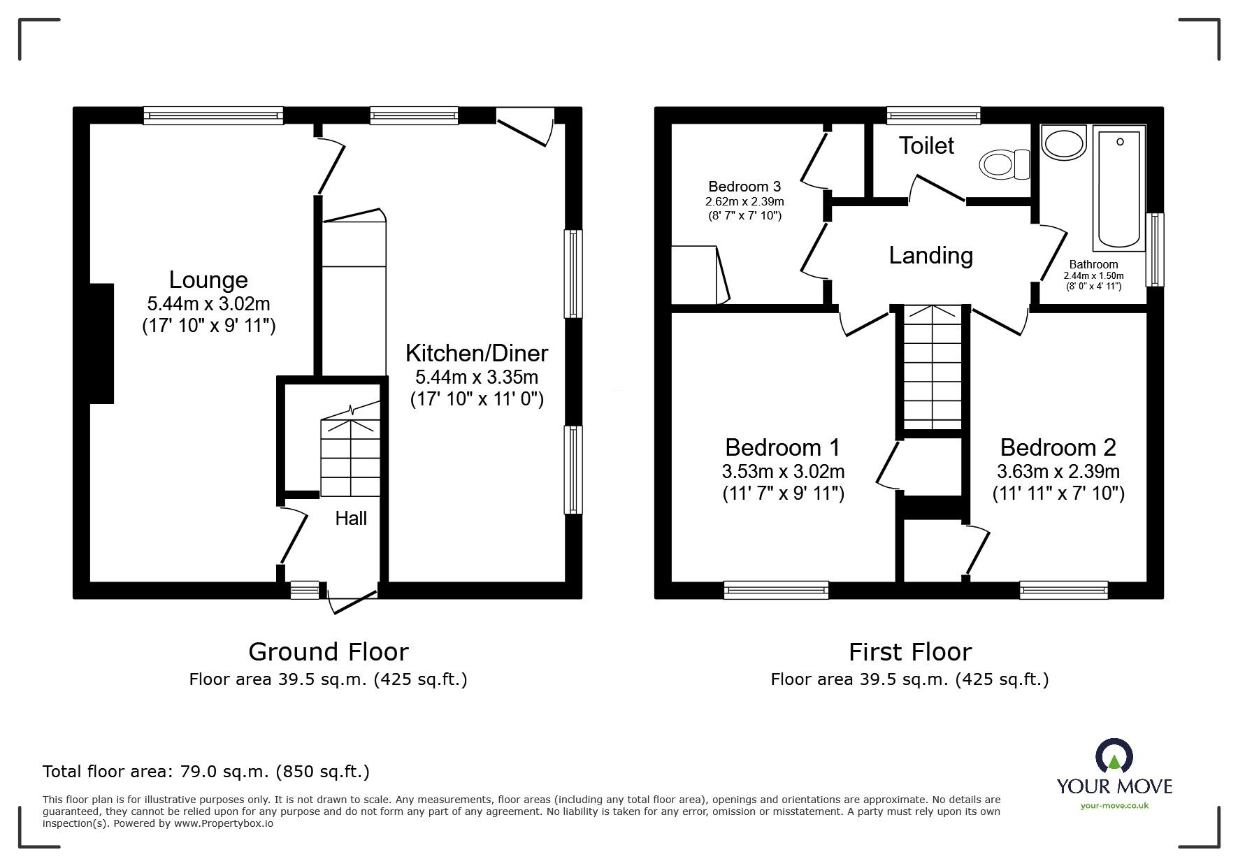 Floorplan of 3 bedroom Semi Detached House for sale, St. Hildas Way, Gravesend, Kent, DA12