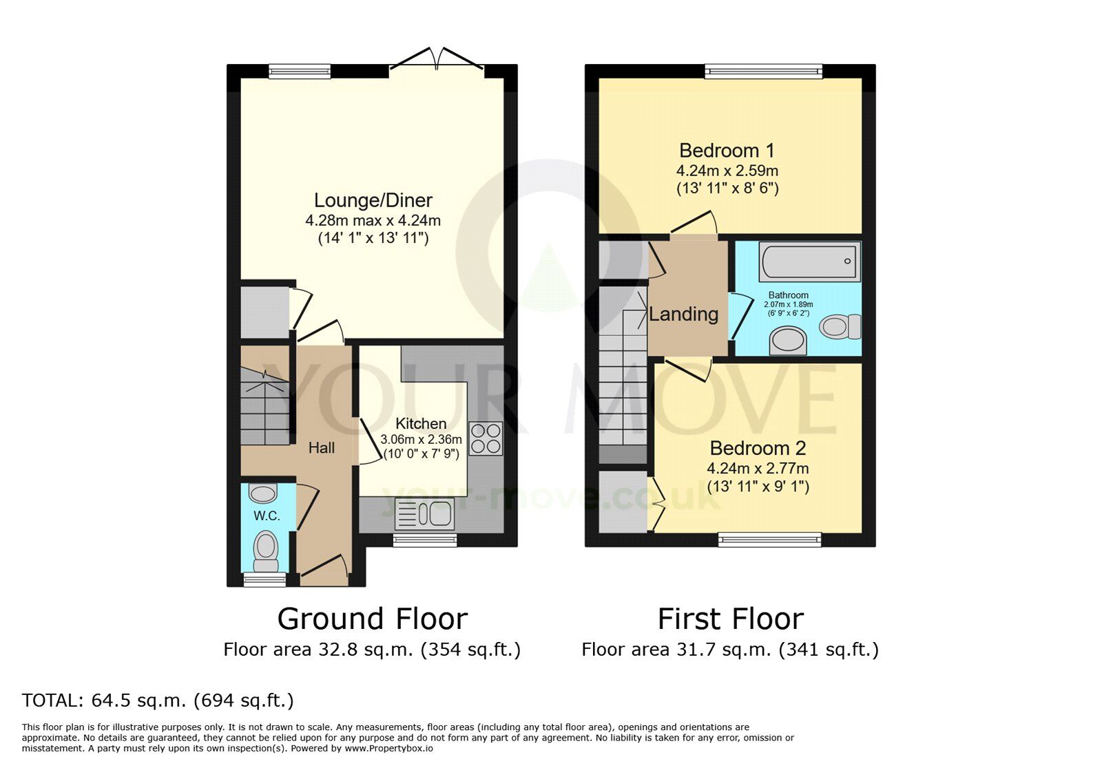Floorplan of 2 bedroom Mid Terrace House to rent, Dover Road, Northfleet, Kent, DA11
