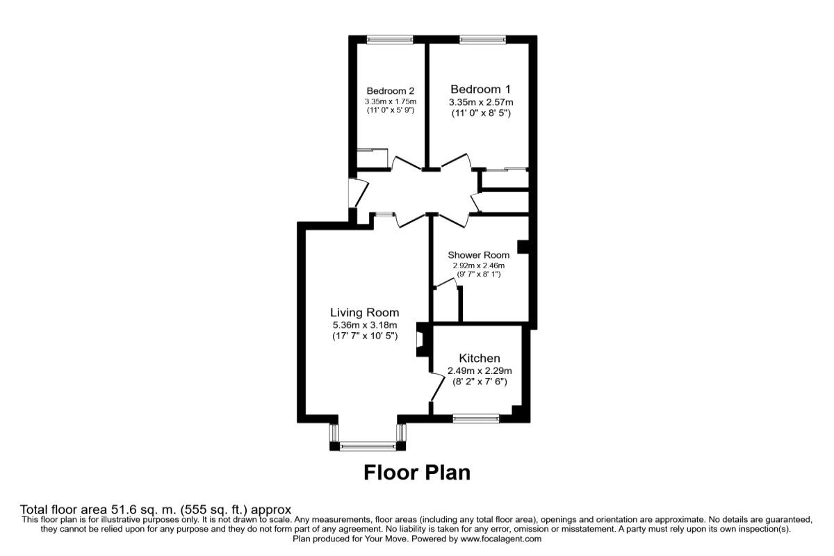 Floorplan of 2 bedroom Flat to rent, Gravesend, Kent, DA12