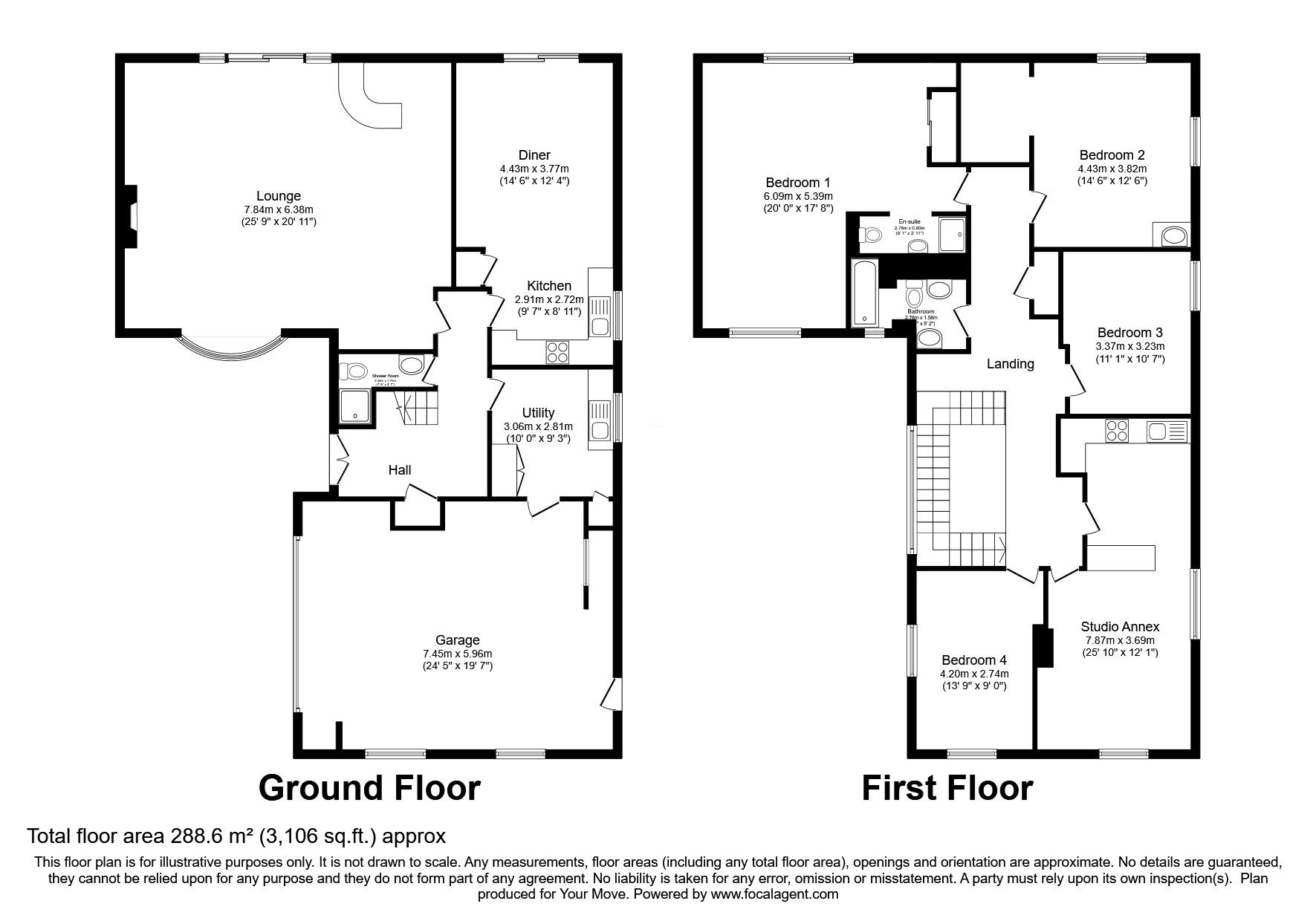 Floorplan of 4 bedroom Detached House for sale, Coutts Avenue, Shorne, Kent, DA12
