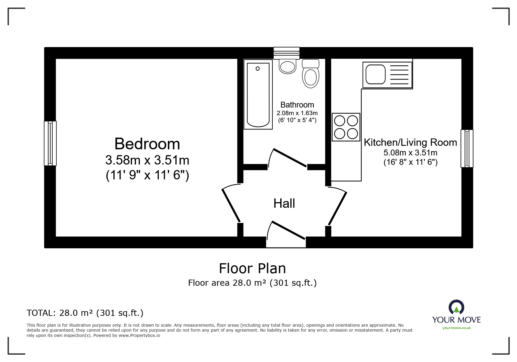 Floorplan of 1 bedroom  Flat for sale, Darnley Street, Gravesend, Kent, DA11