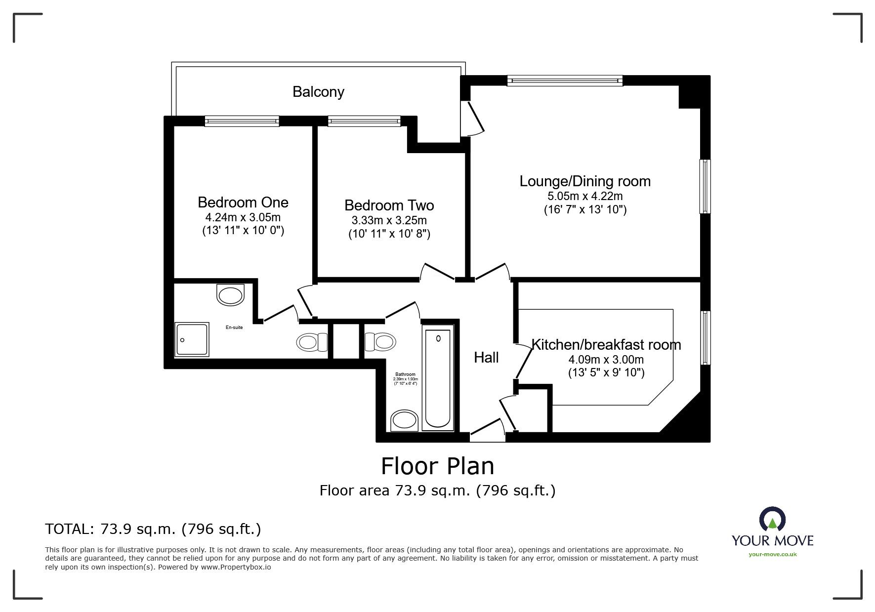 Floorplan of 2 bedroom  Flat for sale, Spring Grove, Gravesend, Kent, DA12