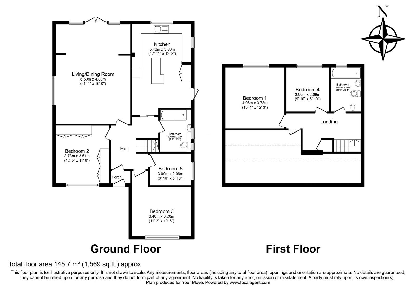 Floorplan of 5 bedroom Detached House for sale, Fawkham Avenue, Longfield, Kent, DA3
