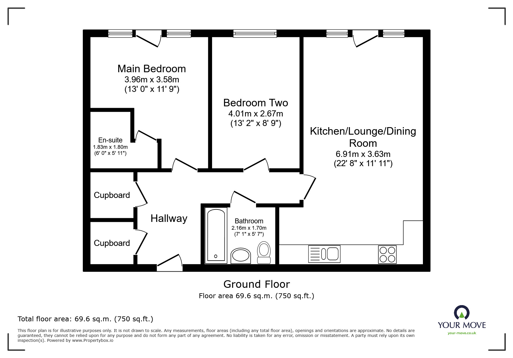 Floorplan of 2 bedroom Flat for sale, Lawn Road, Northfleet, Kent, DA11