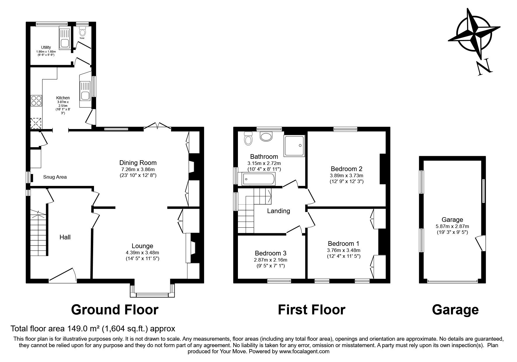 Floorplan of 3 bedroom End Terrace House for sale, Dover Road, Northfleet, Kent, DA11