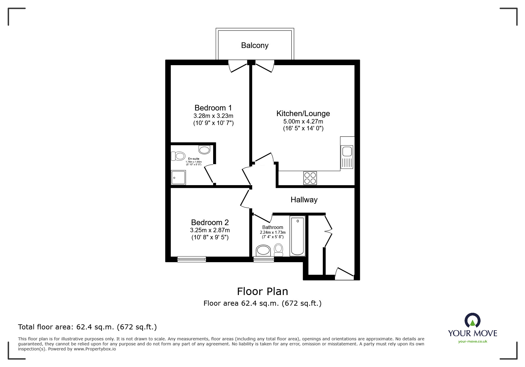Floorplan of 2 bedroom  Flat for sale, Admirals Way, Gravesend, Kent, DA12