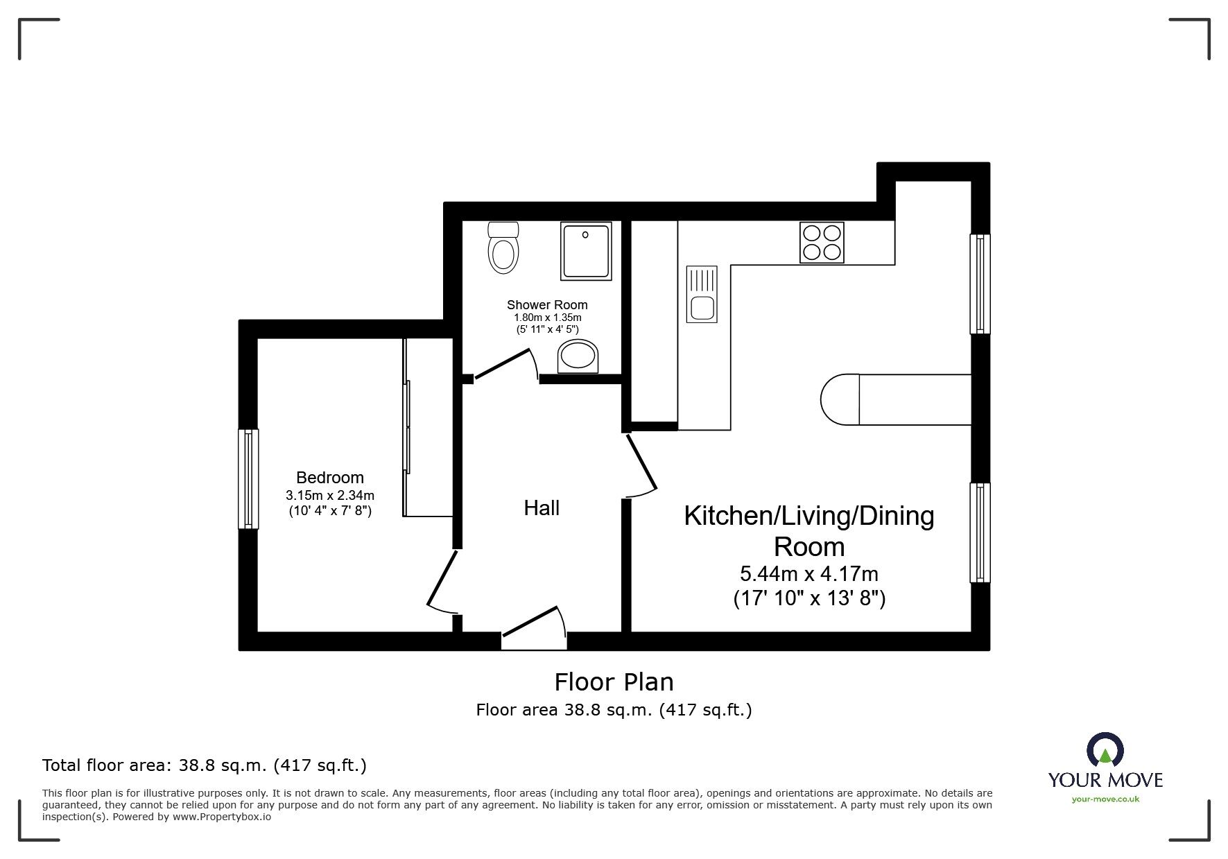 Floorplan of 1 bedroom  Flat for sale, West Crescent Road, Gravesend, Kent, DA12