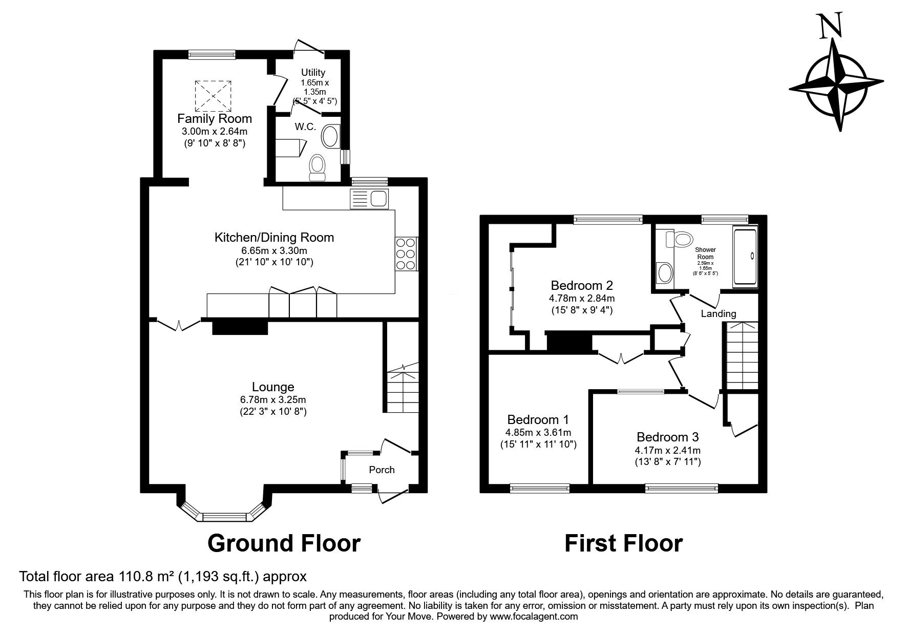 Floorplan of 3 bedroom Mid Terrace House for sale, Lawrence Drive, Cobham, Kent, DA12