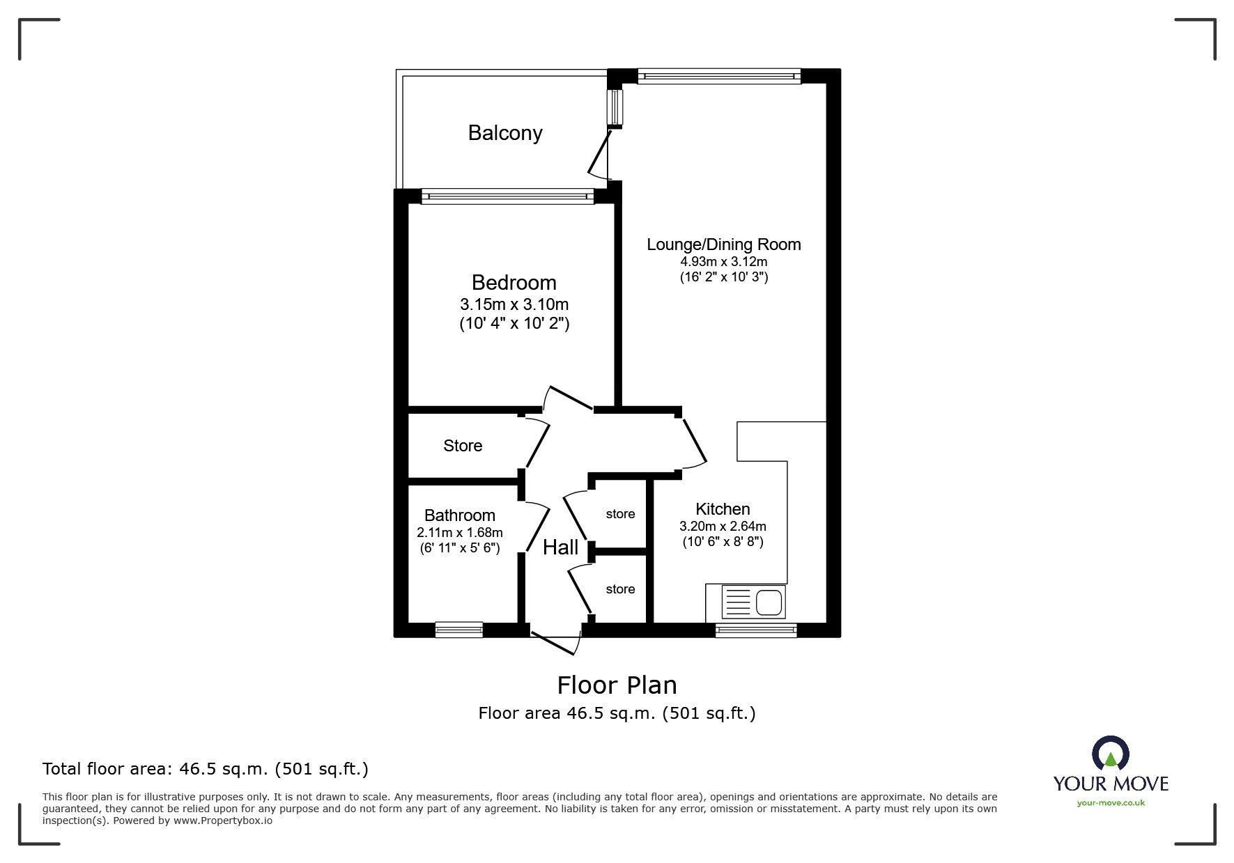 Floorplan of 1 bedroom  Flat for sale, Hookfields, Northfleet, Kent, DA11