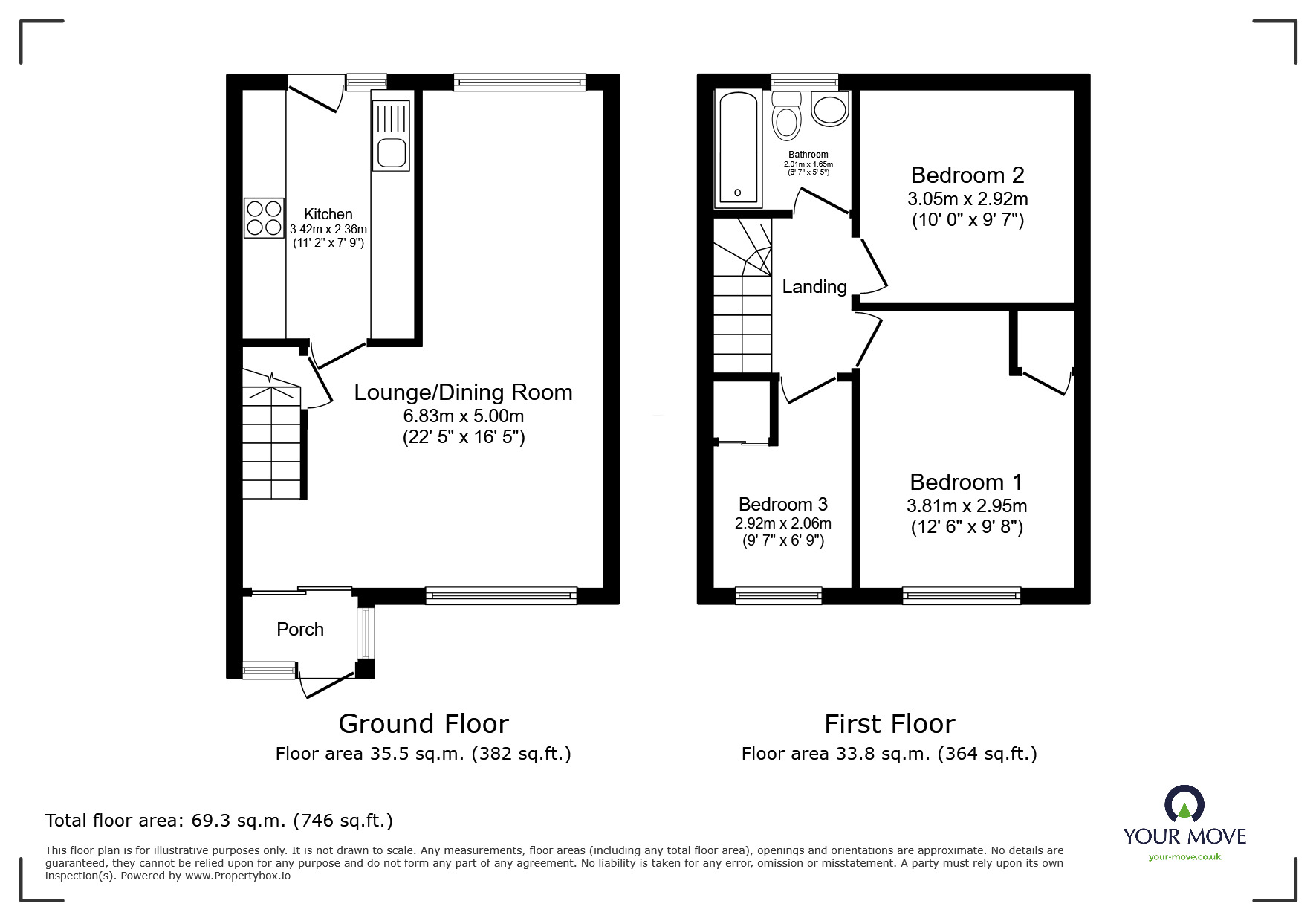 Floorplan of 3 bedroom Mid Terrace House for sale, Salcote Road, Gravesend, Kent, DA12