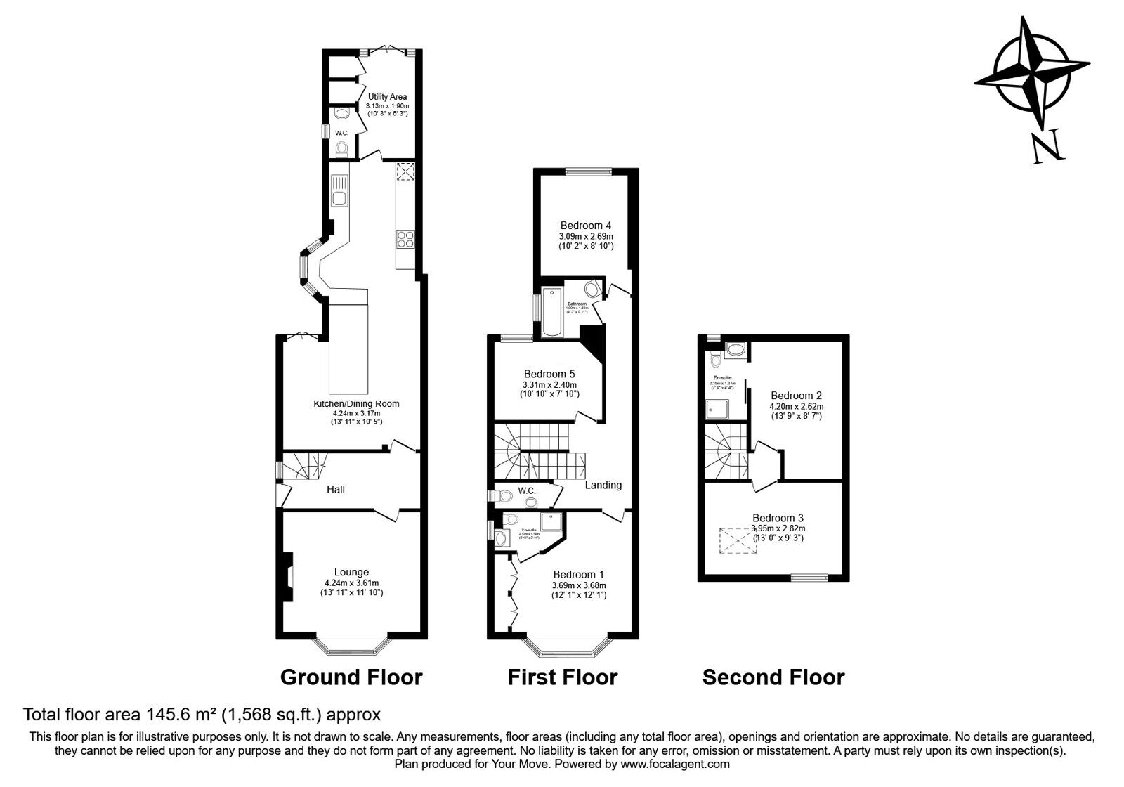 Floorplan of 5 bedroom End Terrace House for sale, Old Road West, Gravesend, Kent, DA11