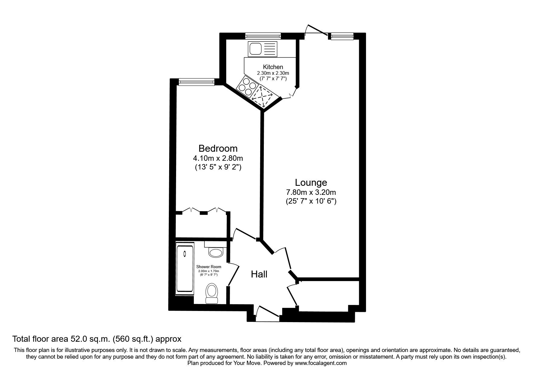 Floorplan of 1 bedroom  Flat for sale, Woodlands Court, Walderslade Centre, Kent, ME5