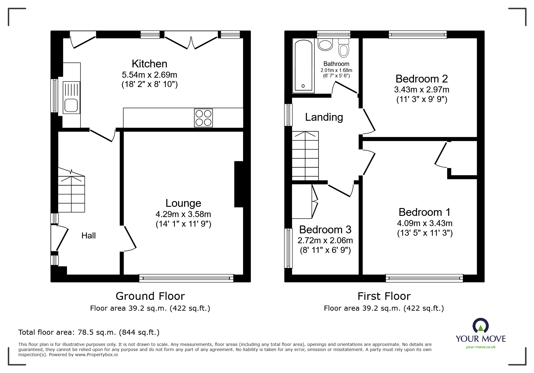 Floorplan of 3 bedroom Semi Detached House for sale, Kelso Drive, Gravesend, Kent, DA12