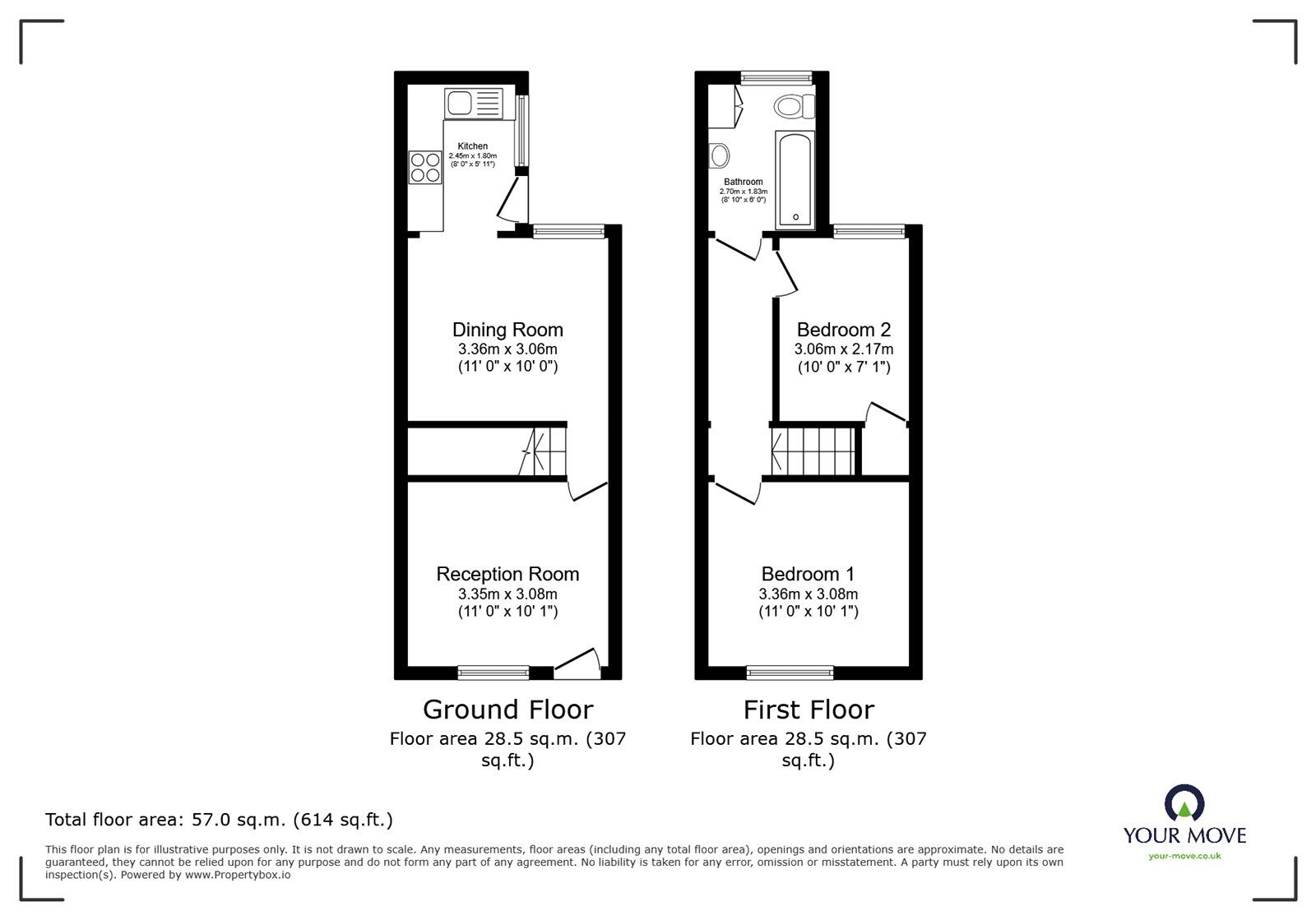 Floorplan of 2 bedroom Mid Terrace House to rent, Nelson Road, Northfleet, Kent, DA11