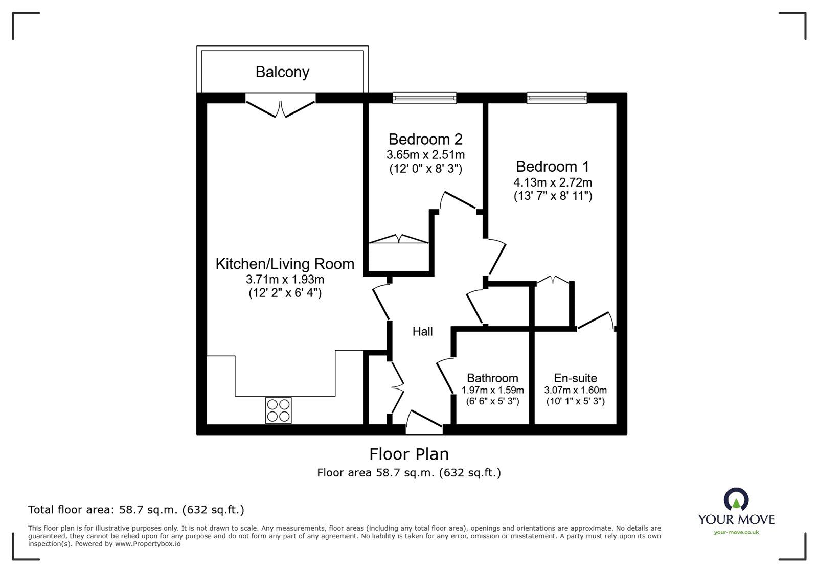 Floorplan of 2 bedroom  Flat to rent, Black Eagle Drive, Northfleet, Kent, DA11