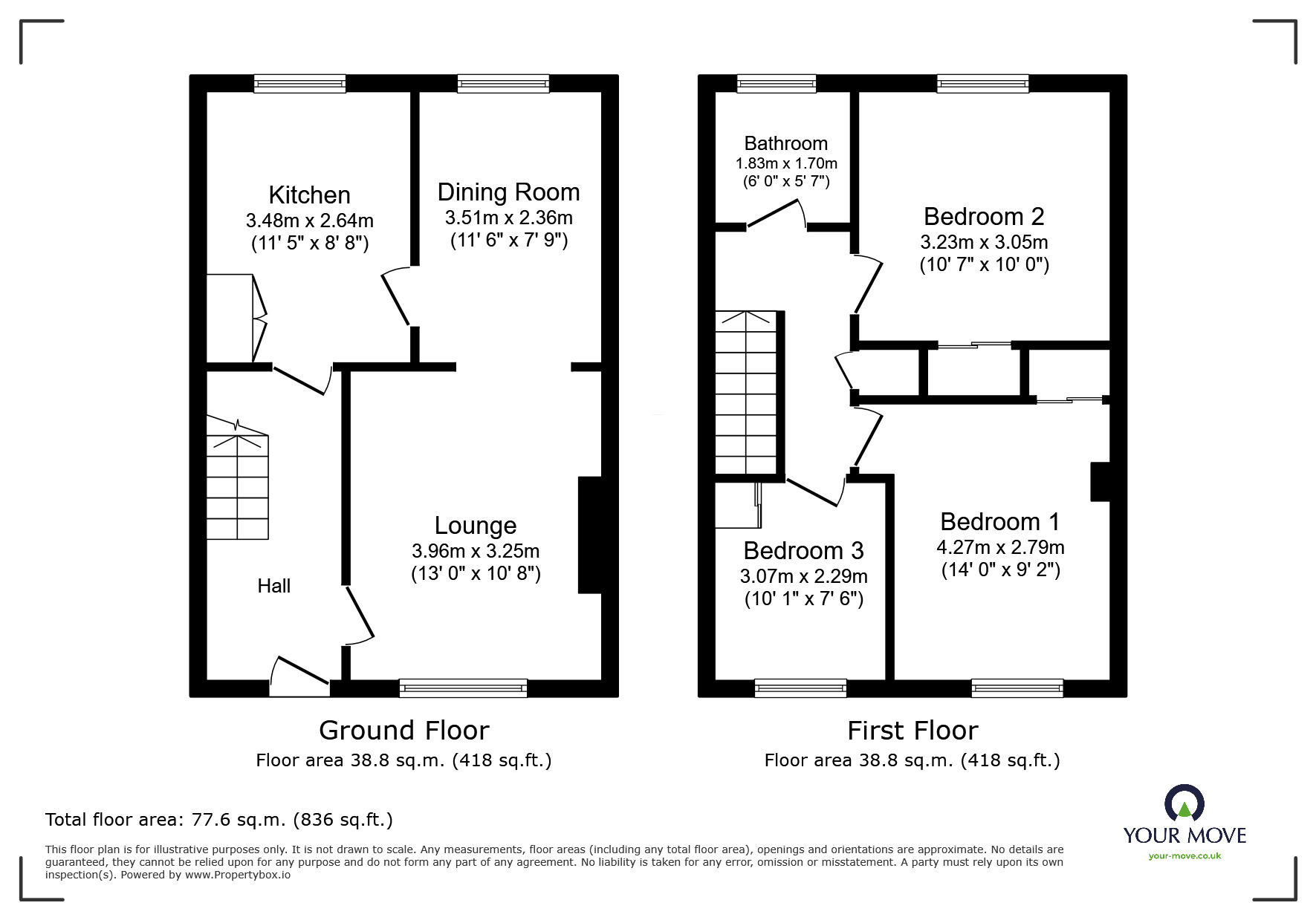 Floorplan of 3 bedroom Mid Terrace House for sale, Palmerston Road, Chatham, Kent, ME4