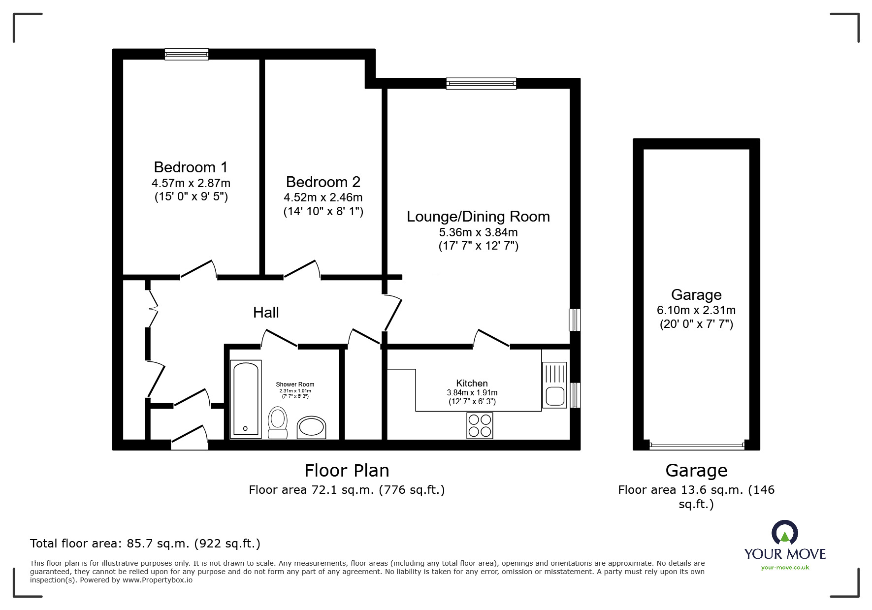 Floorplan of 2 bedroom  Flat for sale, Rochester Road, Gravesend, Kent, DA12