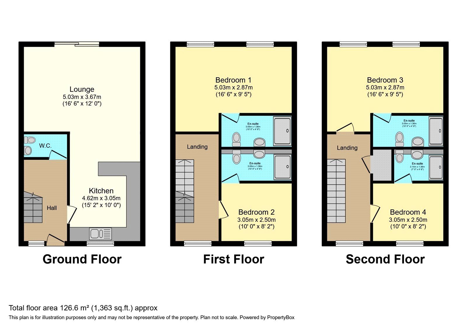 Floorplan of 4 bedroom Mid Terrace House to rent, Spring Grove, Gravesend, Kent, DA12