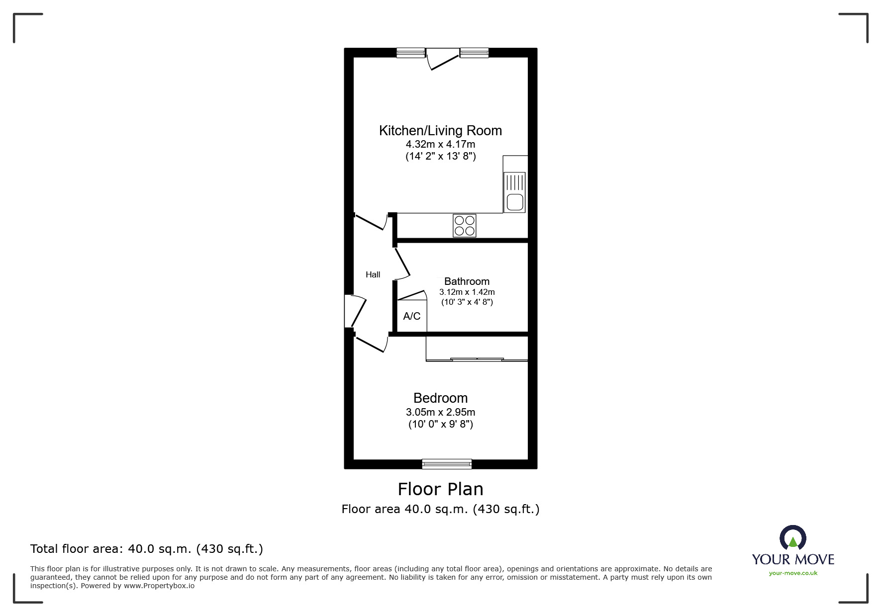 Floorplan of 1 bedroom  Flat for sale, Beacon Road, Chatham, Kent, ME5