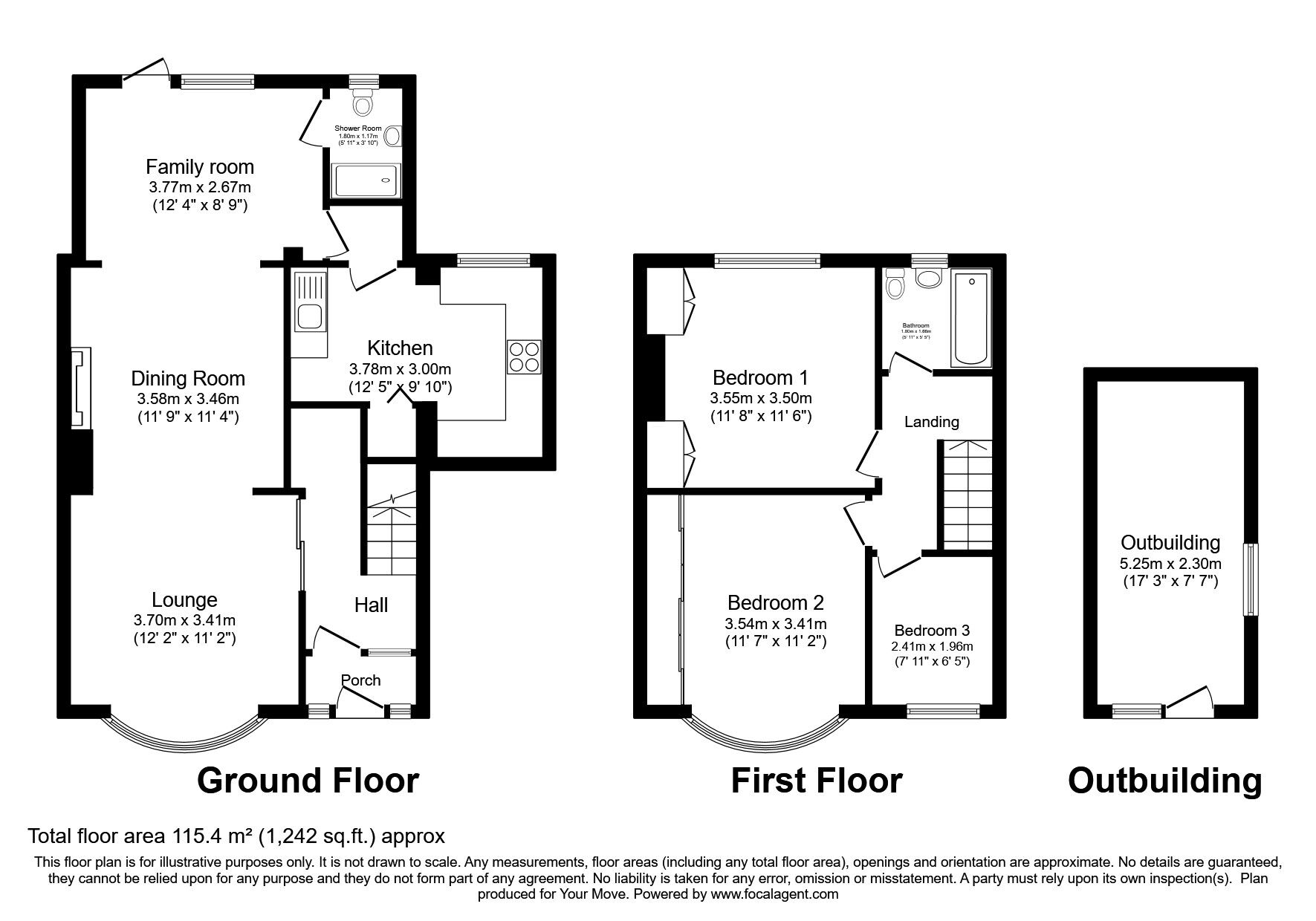 Floorplan of 3 bedroom End Terrace House for sale, Abbey Road, Gravesend, Kent, DA12