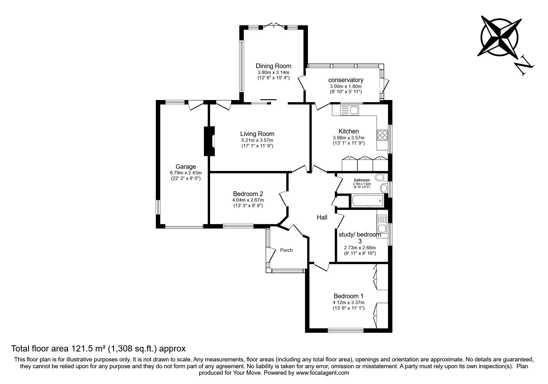 Floorplan of 3 bedroom Detached Bungalow for sale, Orchard Drive, Meopham, Kent, DA13