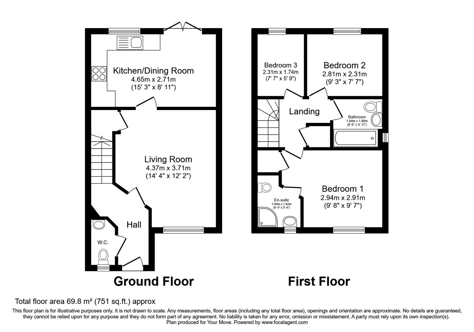 Floorplan of 3 bedroom End Terrace House for sale, Hectare Lane, Gravesend, Kent, DA11