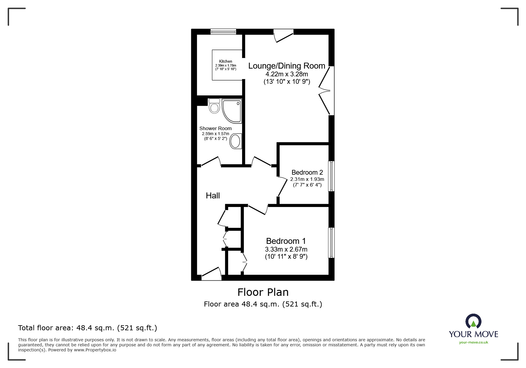 Floorplan of 2 bedroom  Flat for sale, West Street, Gravesend, Kent, DA11
