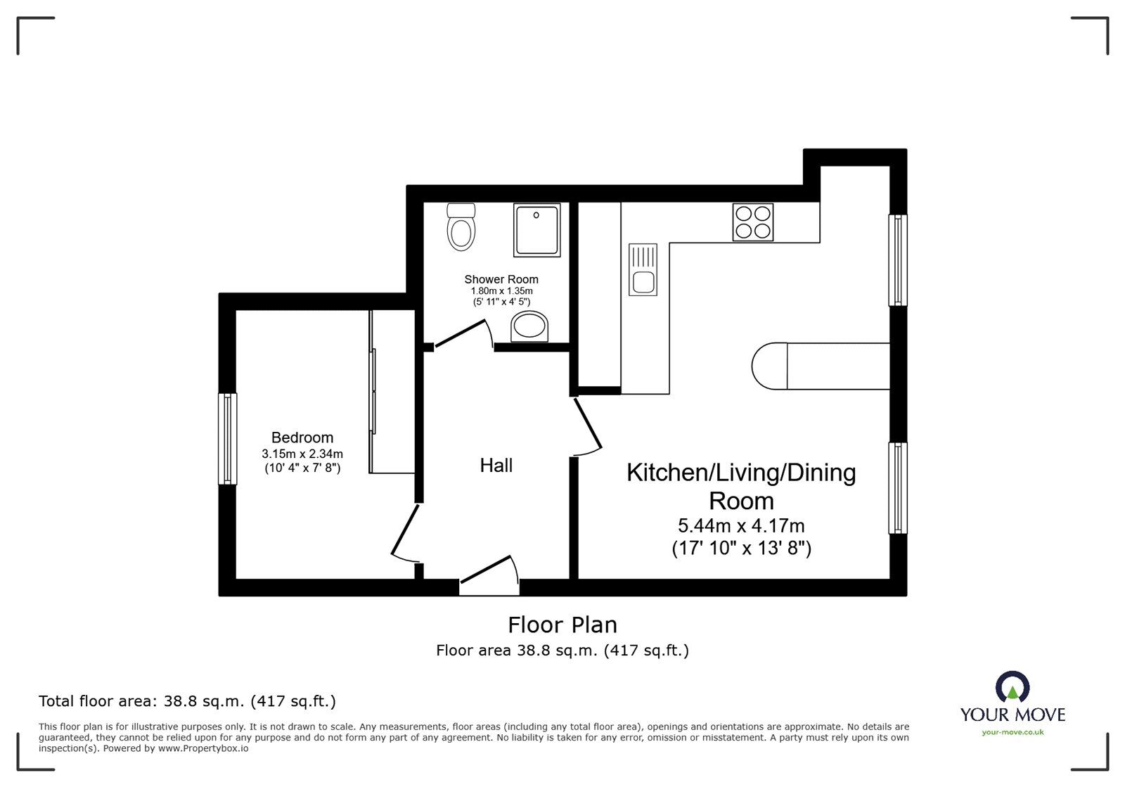Floorplan of 1 bedroom  Flat to rent, West Crescent Road, Gravesend, Kent, DA12