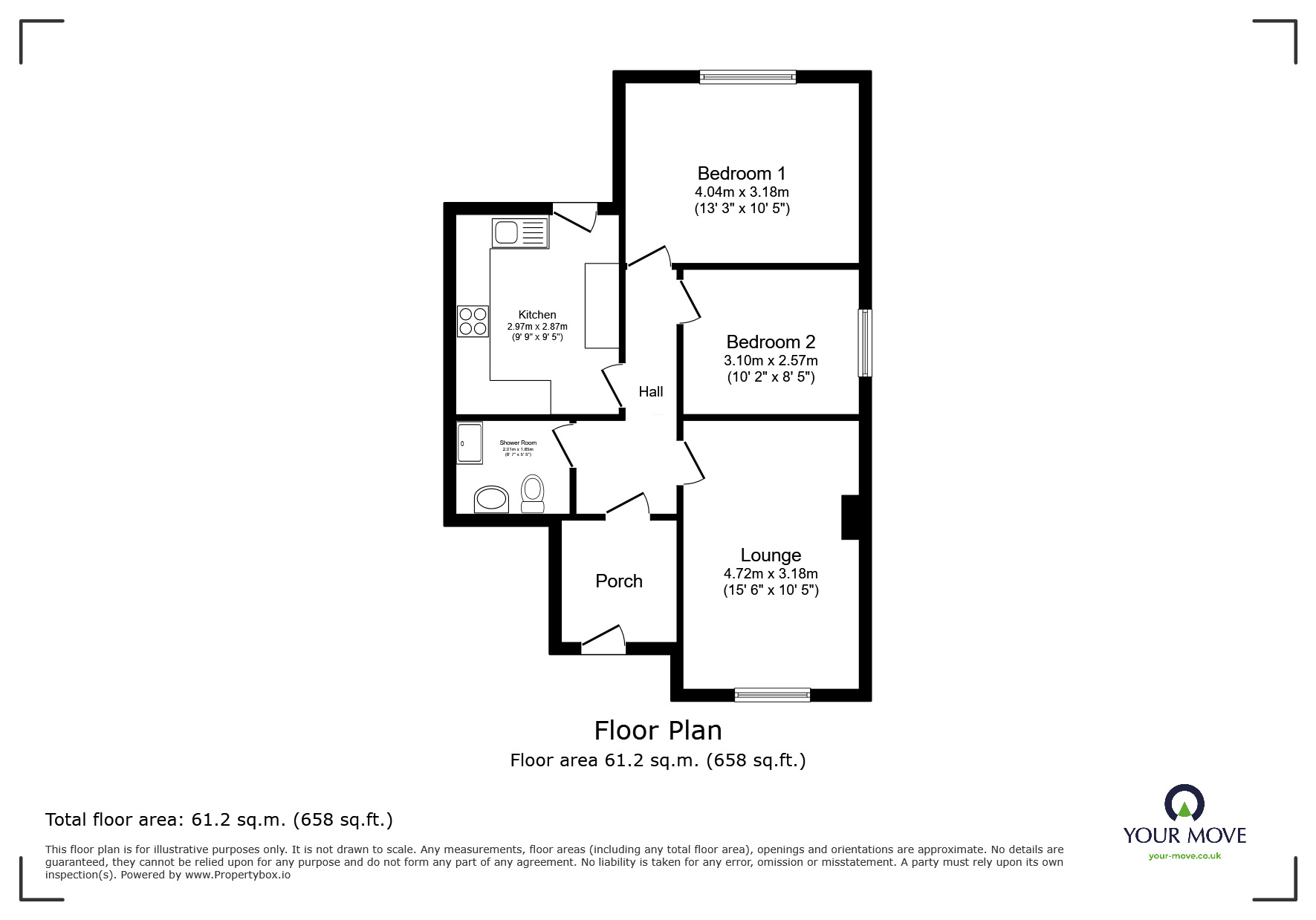 Floorplan of 2 bedroom Semi Detached Bungalow for sale, Lords Wood Lane, Chatham, Kent, ME5