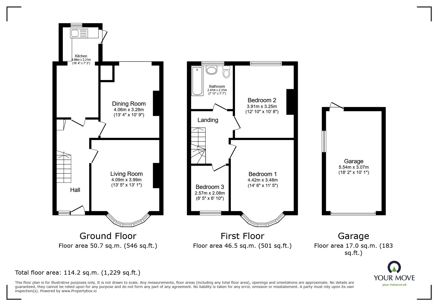 Floorplan of 3 bedroom Mid Terrace House for sale, The Fairway, Gravesend, Kent, DA11
