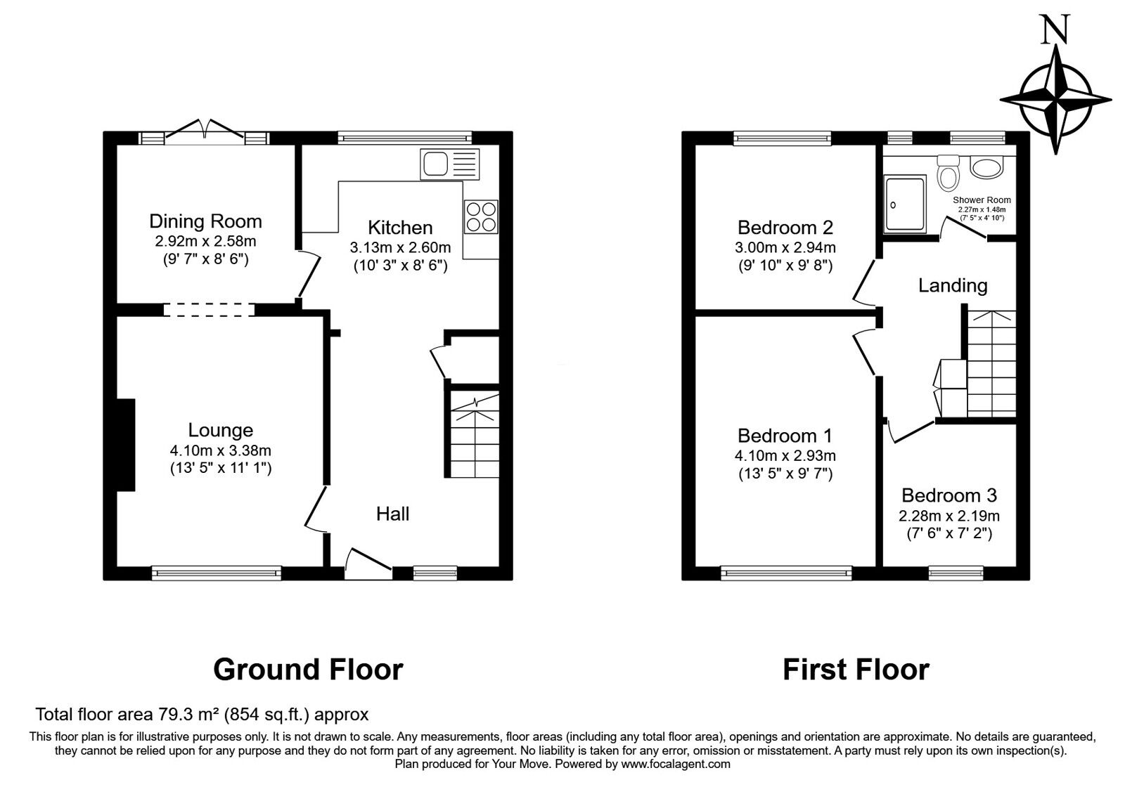 Floorplan of 3 bedroom Mid Terrace House for sale, Broadlands Drive, Walderslade, Kent, ME5
