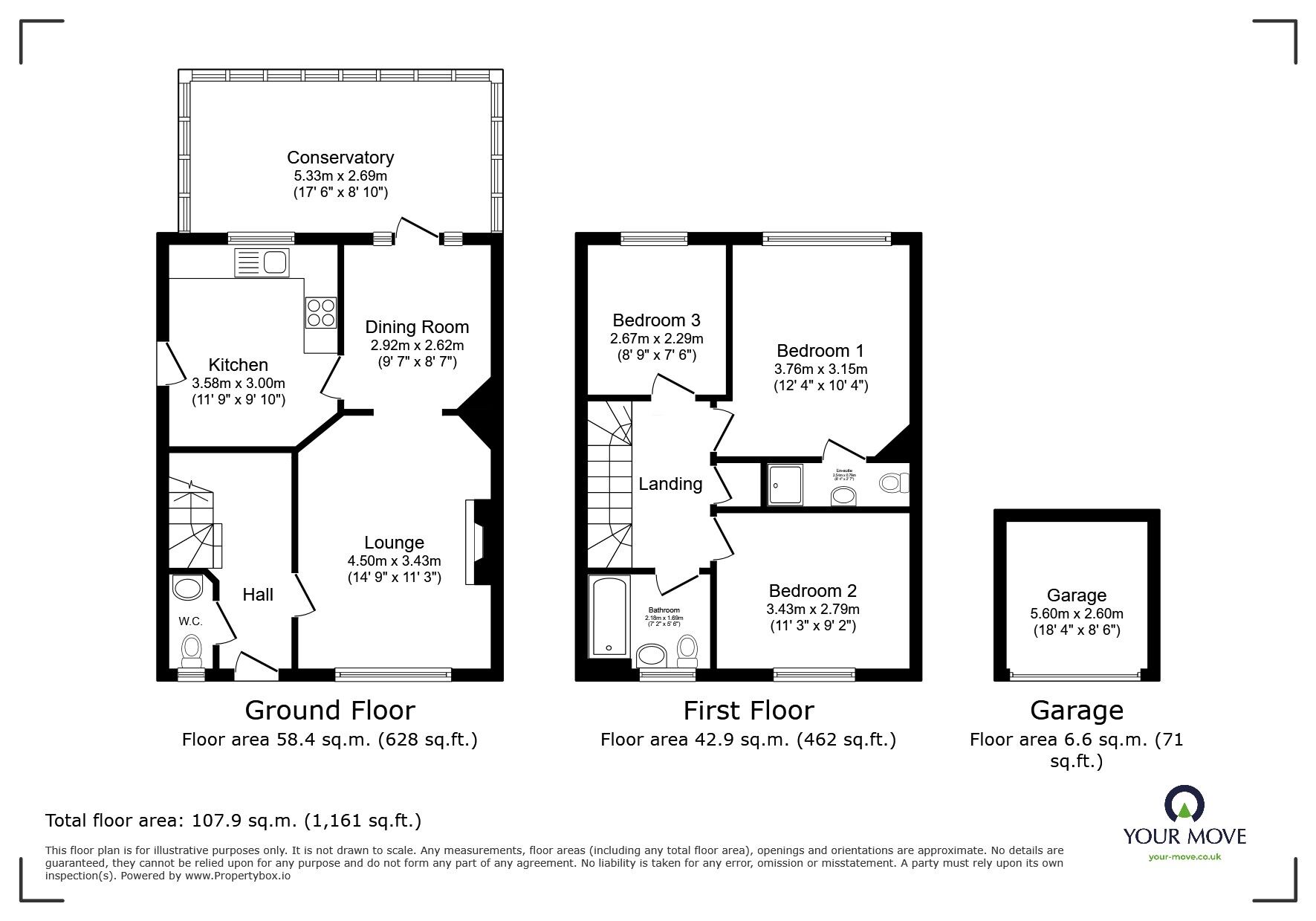 Floorplan of 3 bedroom End Terrace House for sale, Basted Mill, Basted Lane, Sevenoaks, TN15