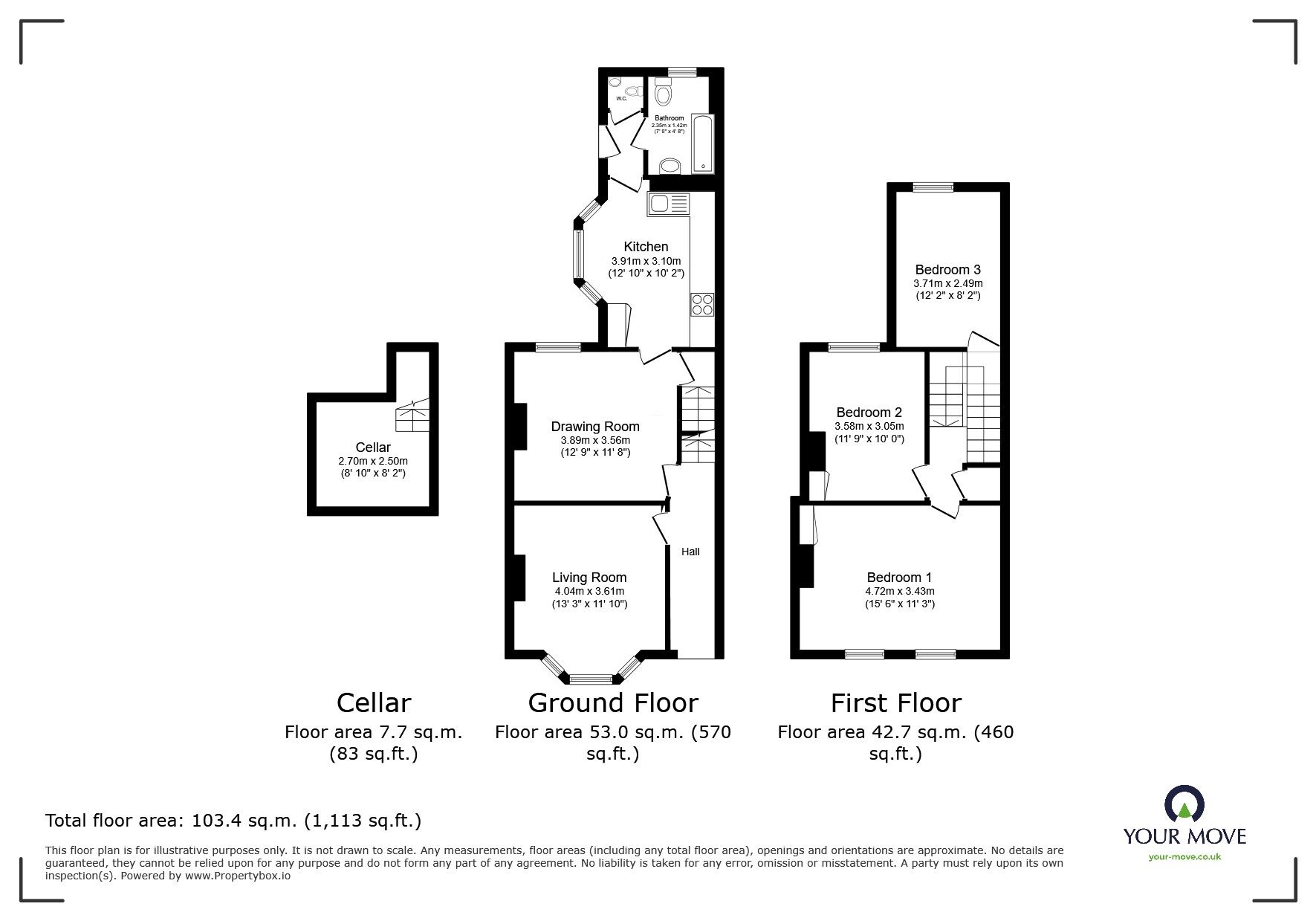 Floorplan of 3 bedroom Mid Terrace House for sale, Lynton Road South, Gravesend, Kent, DA11