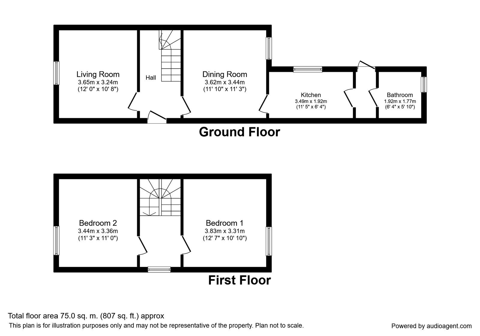 Floorplan of 2 bedroom End Terrace House to rent, Spencer Street, Gravesend, Kent, DA11
