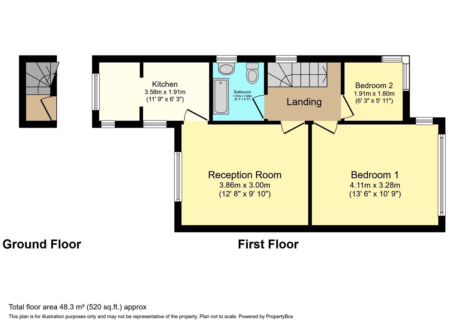 Floorplan of 2 bedroom  Flat to rent, Windmill Street, Gravesend, Kent, DA12