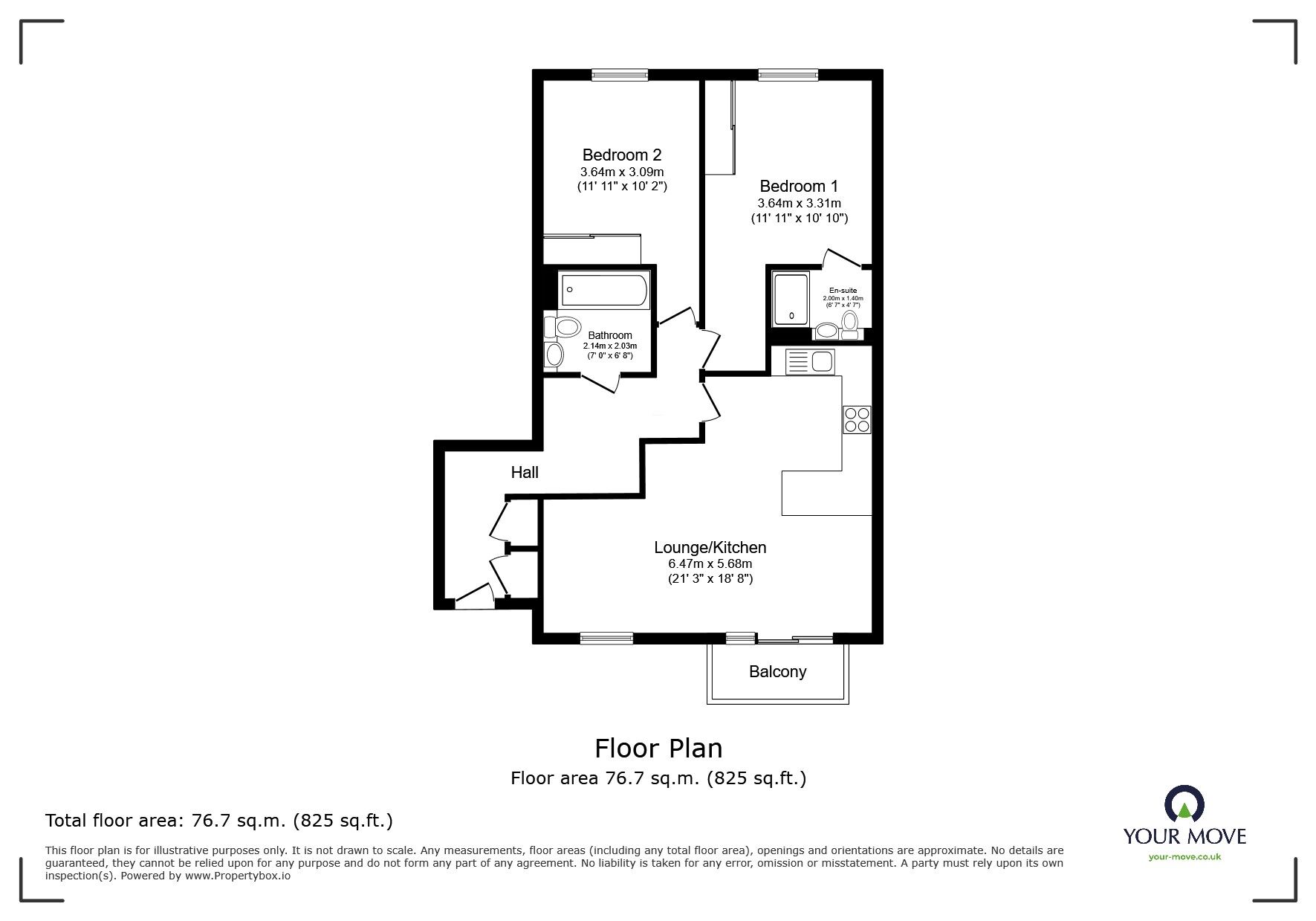Floorplan of 2 bedroom  Flat for sale, Lett Lane, Castle Hill, Swanscombe, DA10