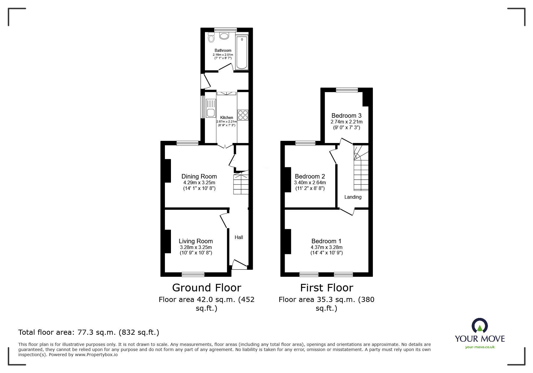 Floorplan of 3 bedroom Mid Terrace House for sale, Lynton Road South, Gravesend, Kent, DA11