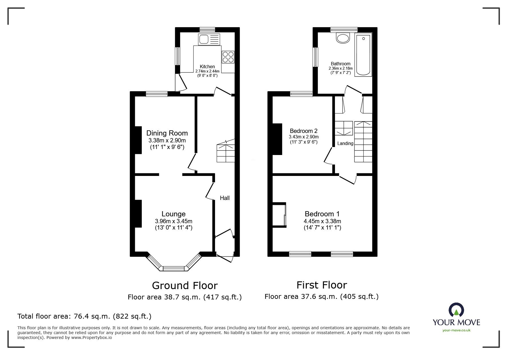 Floorplan of 2 bedroom Mid Terrace House for sale, Salisbury Road, Gravesend, Kent, DA11
