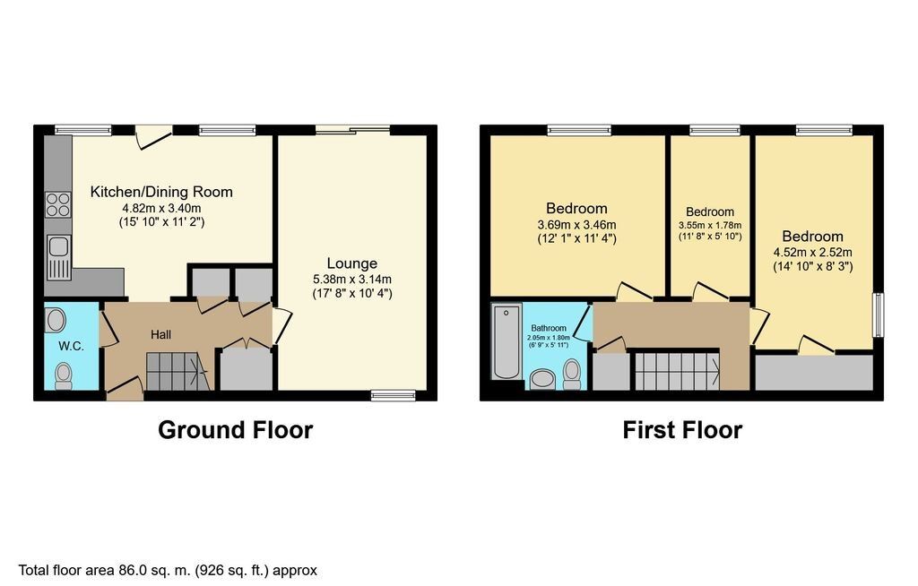 Floorplan of 3 bedroom Semi Detached House for sale, Ventnor Close, Chatham, Kent, ME5