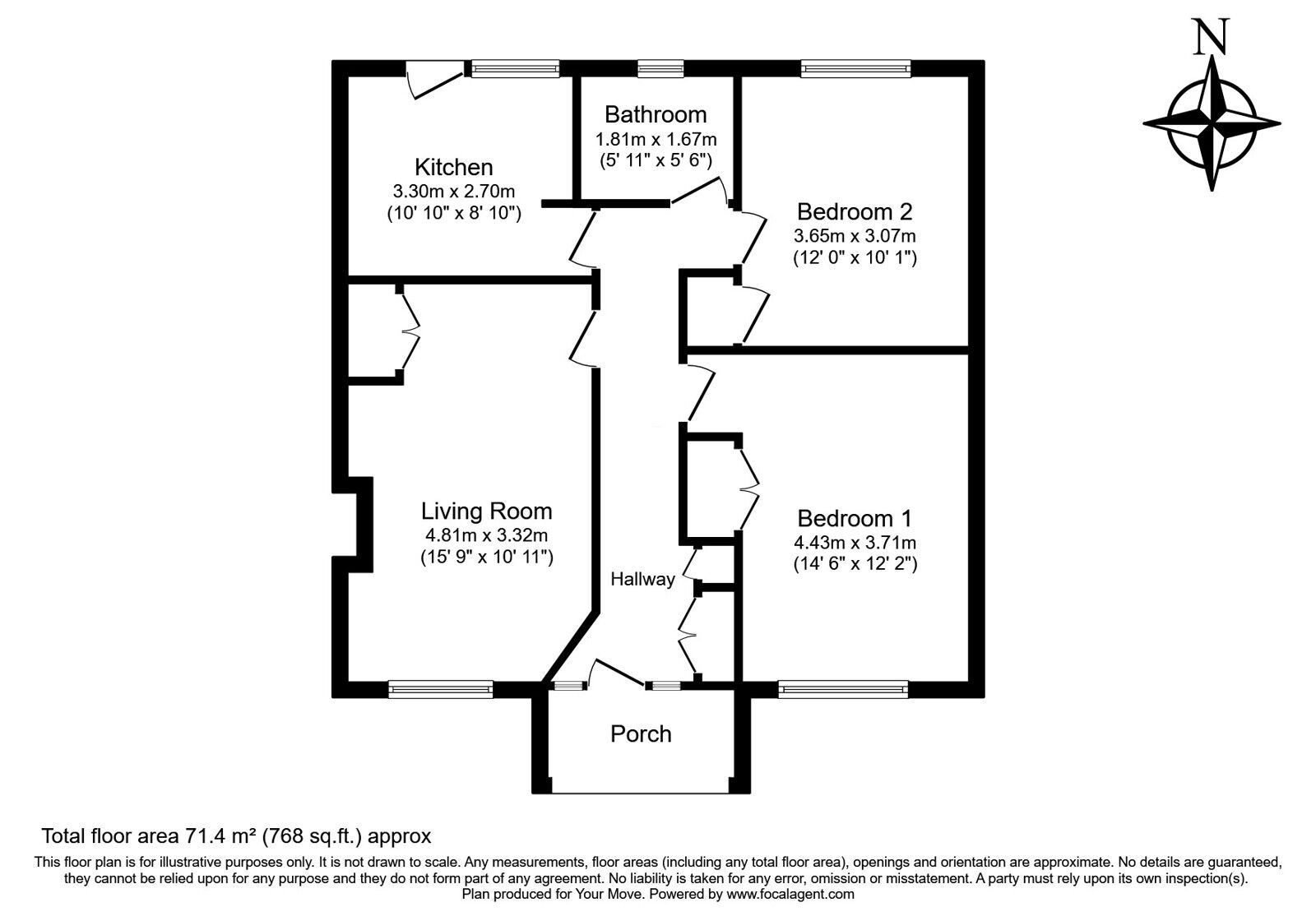 Floorplan of 2 bedroom  Flat for sale, Goad Avenue, Chatham, Kent, ME5