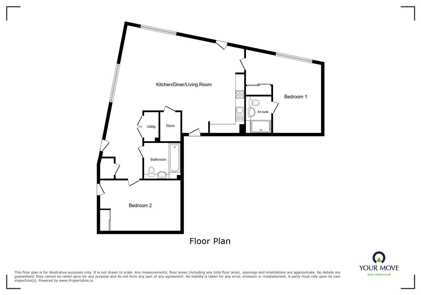 Floorplan of 2 bedroom  Flat to rent, Bank Street, Gravesend, Kent, DA12