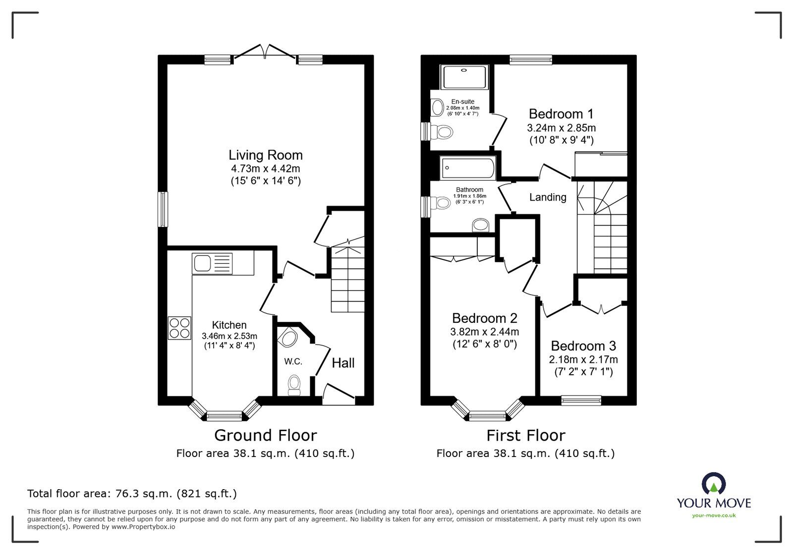 Floorplan of 3 bedroom End Terrace House to rent, Mercer Avenue, Castle Hill, Swanscombe, DA10
