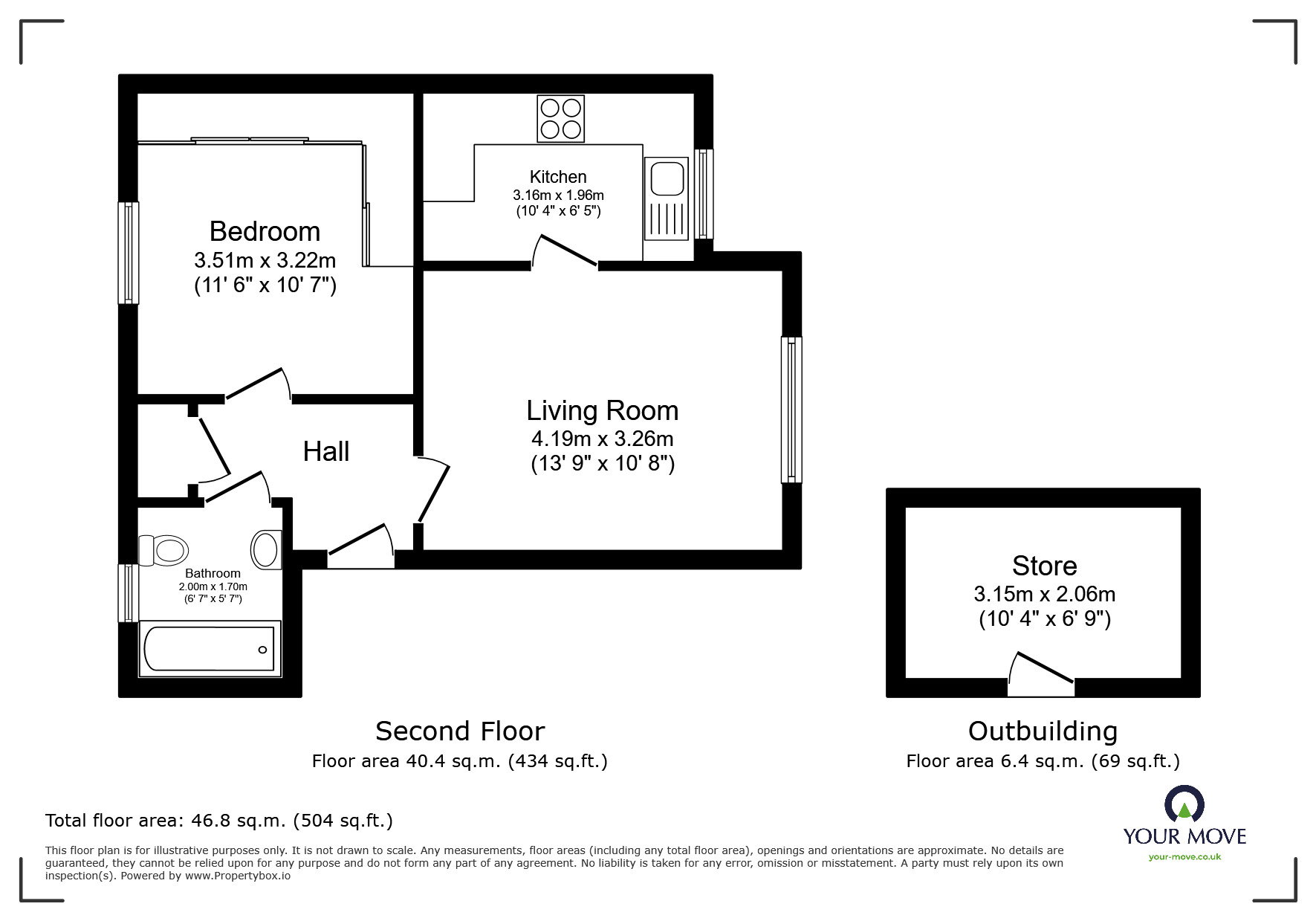 Floorplan of 1 bedroom Flat for sale, Fenners Marsh, Gravesend, Kent, DA12