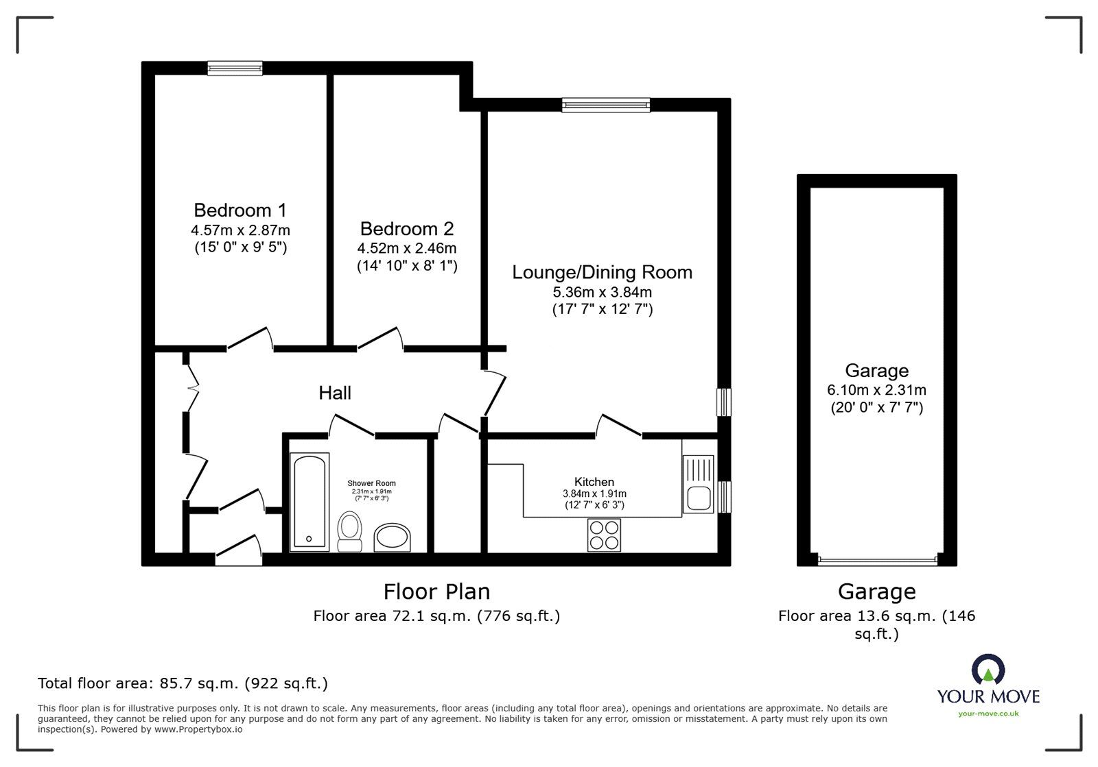 Floorplan of 2 bedroom Flat to rent, Rochester Road, Gravesend, Kent, DA12