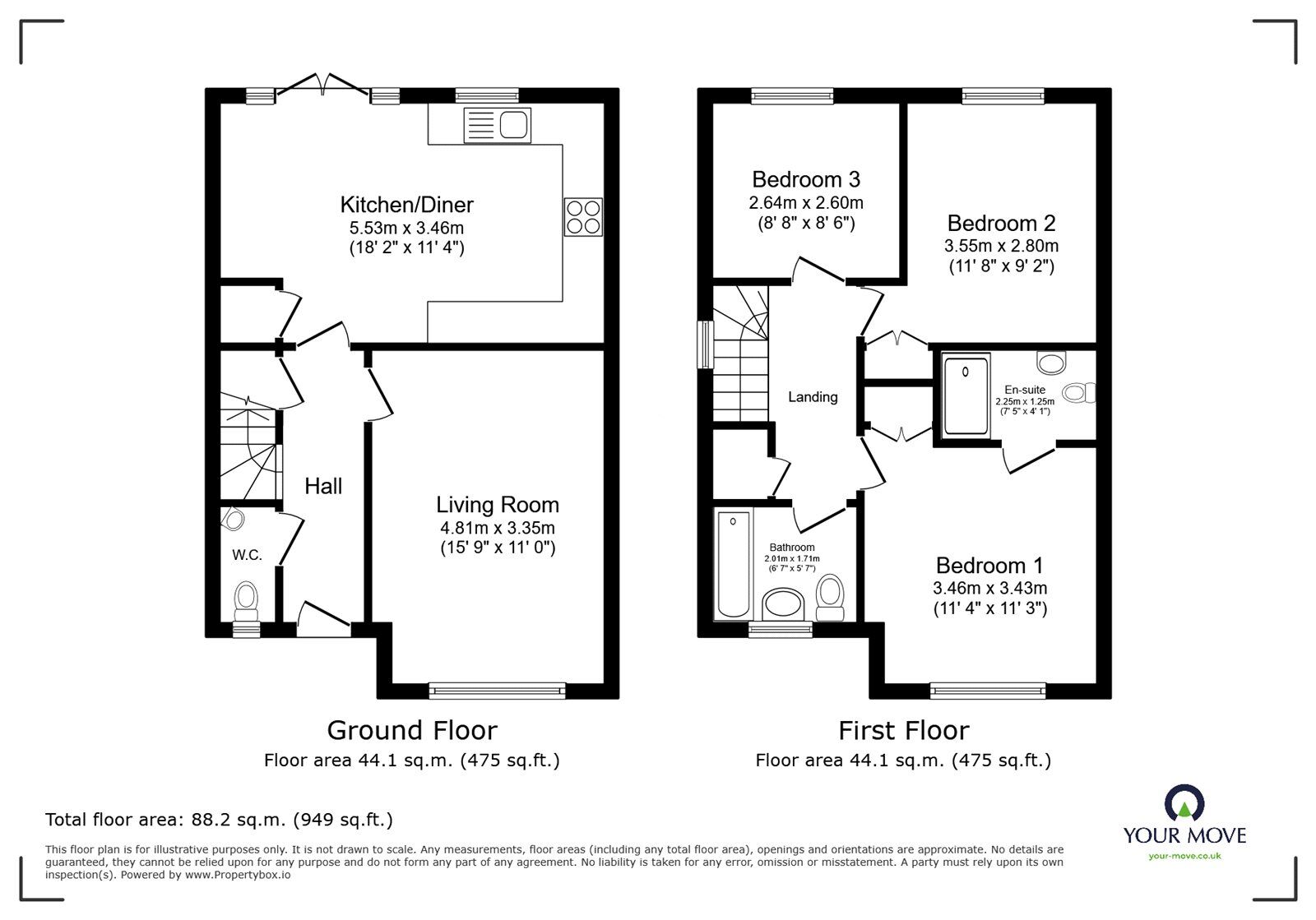 Floorplan of 3 bedroom Semi Detached House to rent, Emmeline Avenue, Weldon, Swanscombe, DA10