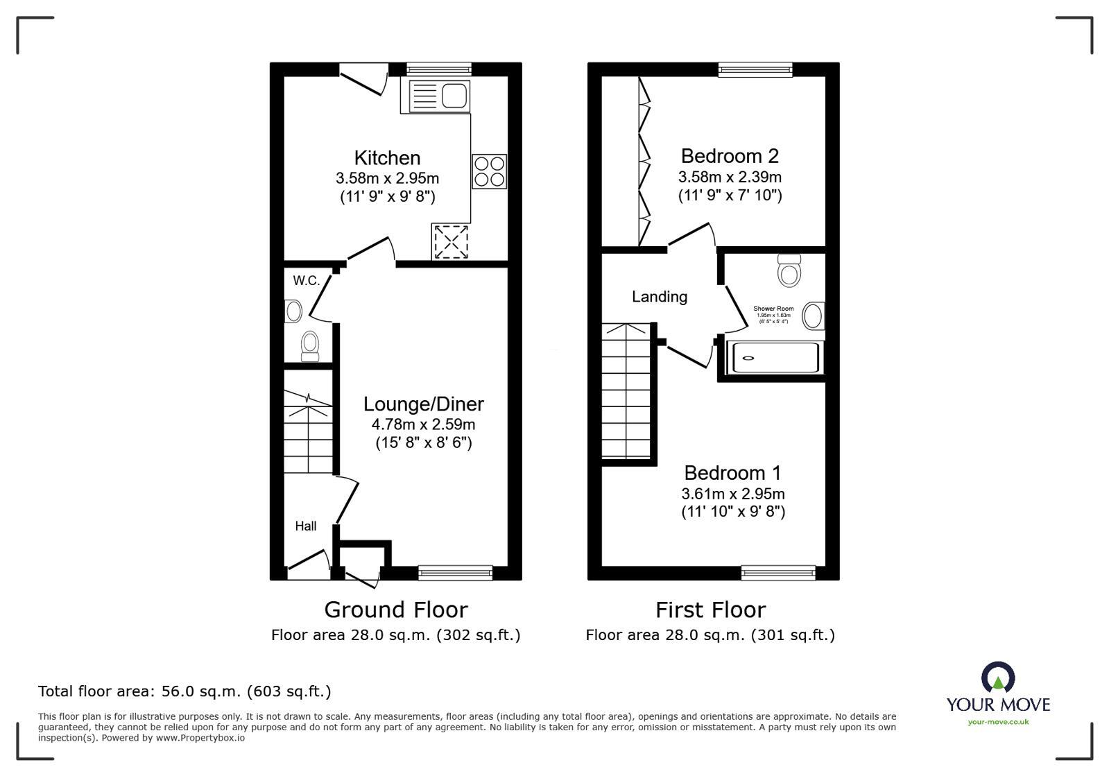 Floorplan of 2 bedroom Mid Terrace House for sale, Apsledene, Gravesend, Kent, DA12