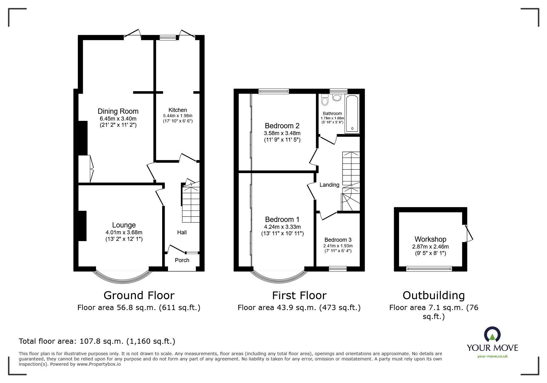 Floorplan of 3 bedroom End Terrace House for sale, Robinia Avenue, Northfleet, Kent, DA11