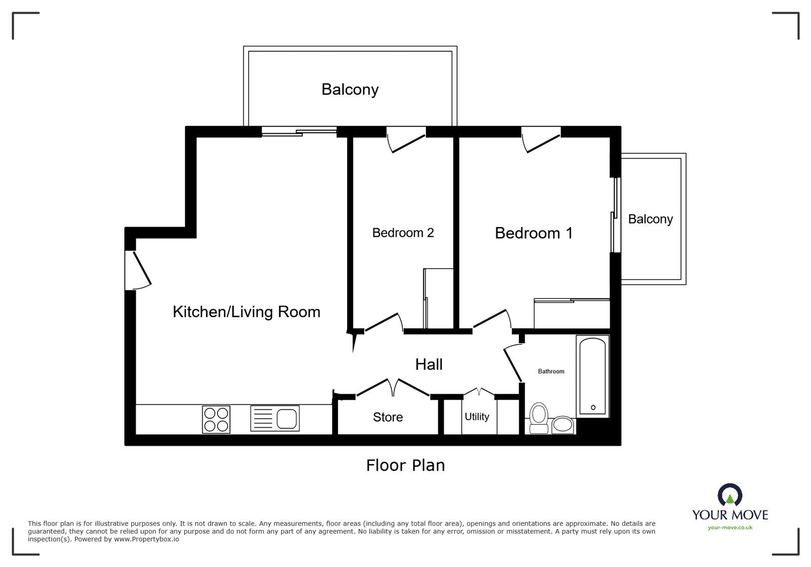 Floorplan of 2 bedroom Flat to rent, Bull Yard, Gravesend, Kent, DA12