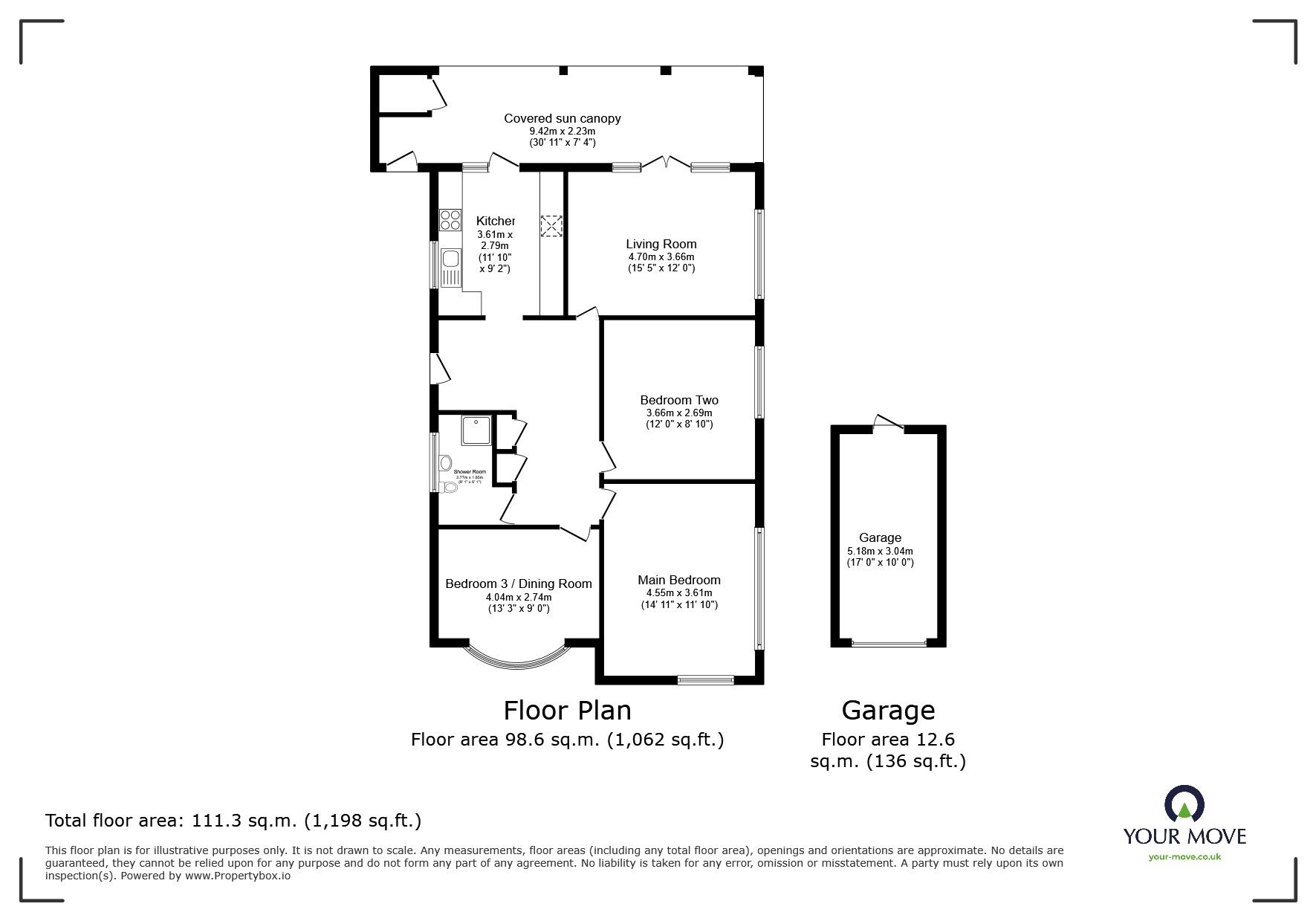 Floorplan of 3 bedroom Detached Bungalow for sale, Havisham Road, Chalk, Kent, DA12