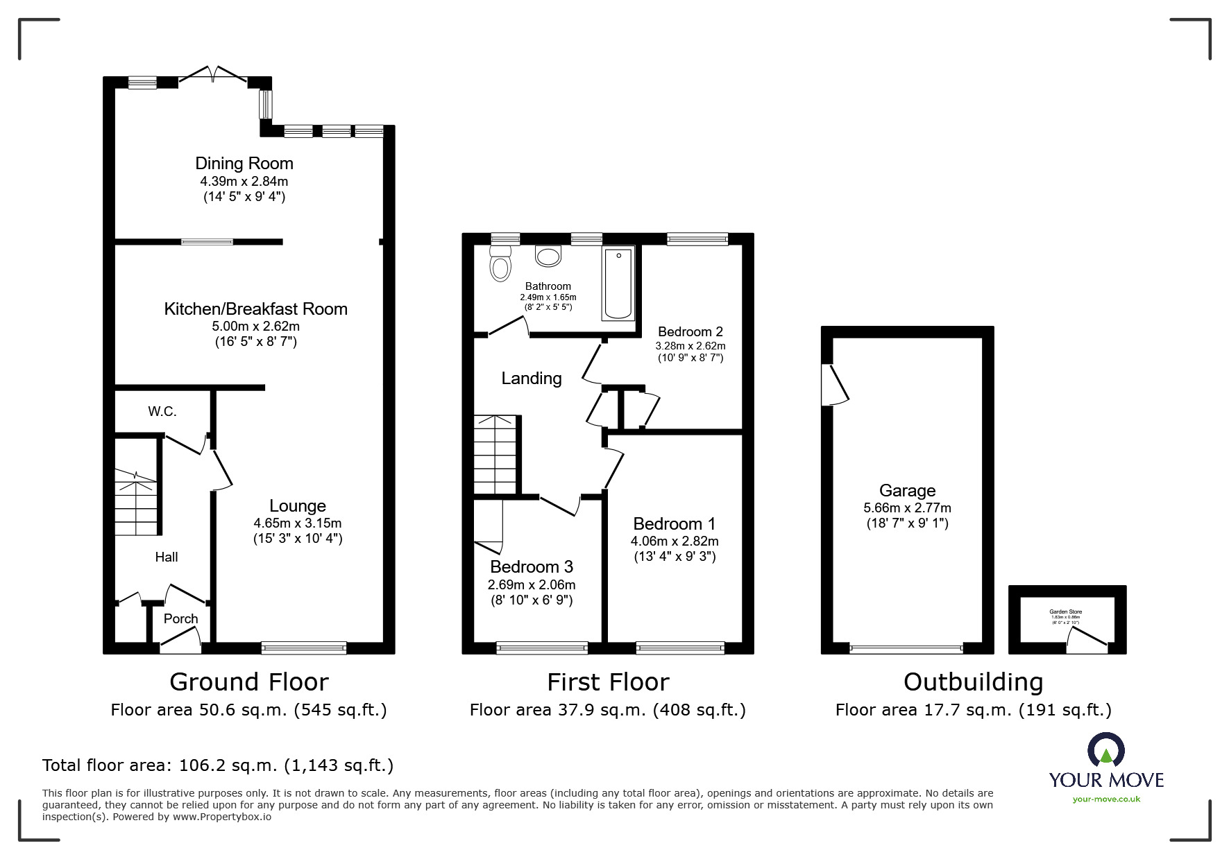 Floorplan of 3 bedroom Mid Terrace House for sale, Virginia Walk, Gravesend, Kent, DA12